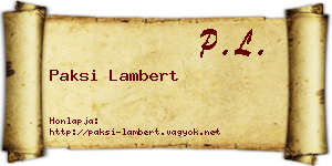 Paksi Lambert névjegykártya